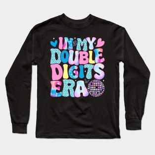 In My Double Digits Era Retro 10 Year Old 10th Birthday Girl Long Sleeve T-Shirt